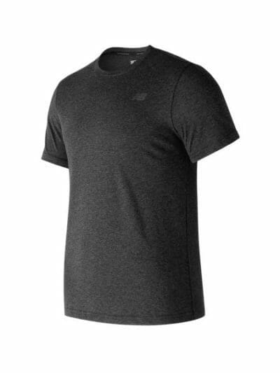 Fitness Mania - New Balance Heather Tech Short Sleeve Mens Tennis Shirt - Black/Heather Charcoal