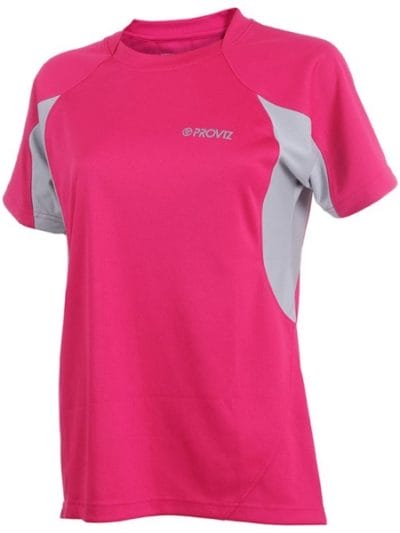 Fitness Mania - Proviz Active Hi-Vis Womens Running T-Shirt - Raspberry/White