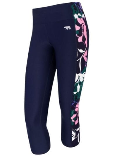 Fitness Mania - Running Bare Tummy Toned Womens 7/8 Training Tights - Indigo/Madison
