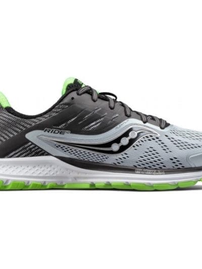Fitness Mania - Saucony Ride 10 - Mens Running Shoes - Grey/Black/Lime