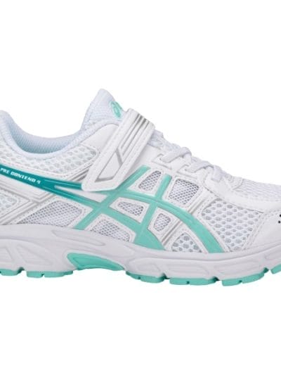 Fitness Mania - Asics Pre Contend 4 PS - Kids Girls Running Shoes - White/Aruba Blue/Silver