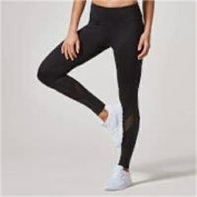 Fitness Mania - Heartbeat Mesh Full-Length Leggings - XL - Black