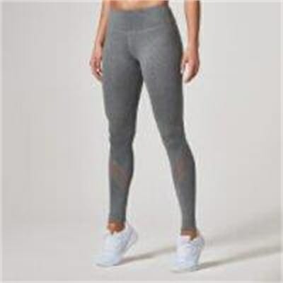Fitness Mania - Heartbeat Mesh Full-Length Leggings - XL - Grey