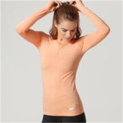Fitness Mania - Seamless 1/4 Zip Top - L - Coral
