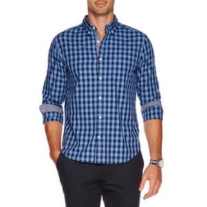 Fitness Mania - Button down collar long sleeve gingham shirt