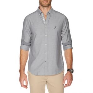 Fitness Mania - Button down collar long sleeve stretch Oxford shirt