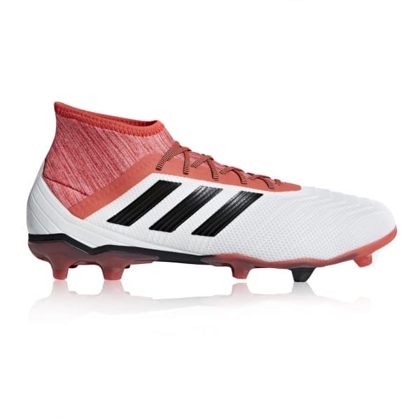 Fitness Mania - Adidas Predator 18.2 Firm Ground - Mens Football Boots - White/Core Black/Real Coral