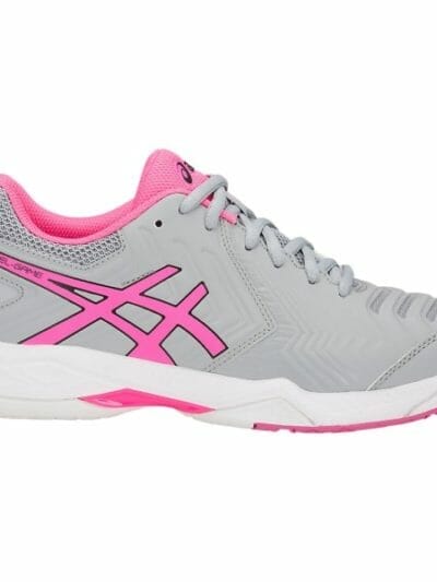 Fitness Mania - Asics Gel Game 6 - Womens Netball Shoes - Mid Grey/Hot Pink/White