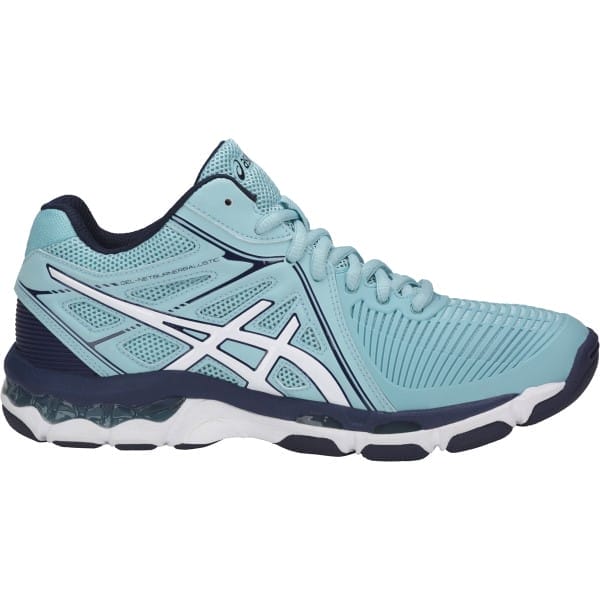 Fitness Mania - Asics Gel Netburner Ballistic MT - Womens Mid-Cut Netball Shoes - Porcelain Blue/White/Indigo Blue