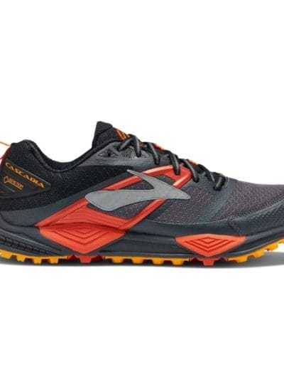 Fitness Mania - Brooks Cascadia GTX 12 - Mens Trail Running Shoes - Black/Ebony/Cherry Tomato