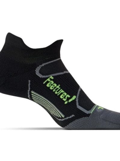 Fitness Mania - Feetures Elite Light Cushion No Show Tab - Unisex Running Socks - Black/Reflector