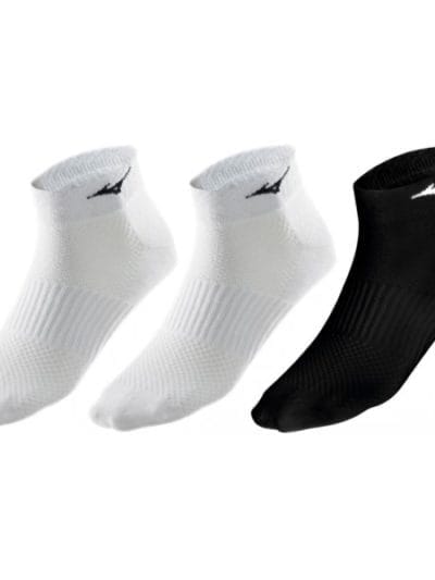 Fitness Mania - Mizuno Training Mid Sock - Unisex Running Socks - 3 Pack - White/Black/White