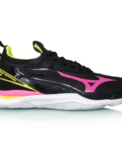 Fitness Mania - Mizuno Wave Mirage 2 - Womens Netball Shoes - Black/Pink Glow/Yellow