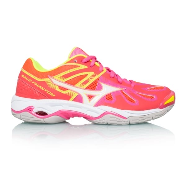 Fitness Mania - Mizuno Wave Phantom Netball - Womens Netball Shoes - Flash Coral/White/Pink
