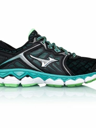 Fitness Mania - Mizuno Wave Sky - Womens Running Shoes - Black/Silver/Turquoise