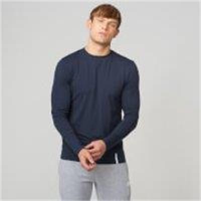 Fitness Mania - Luxe Classic Long Sleeve Crew - L - Navy