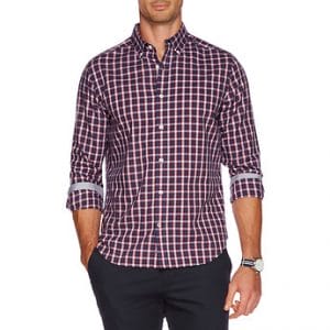 Fitness Mania - Button down long sleeve plaid shirt