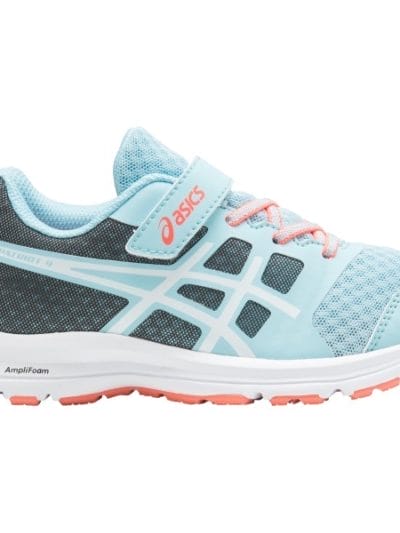 Fitness Mania - Asics Patriot 9 PS - Kids Girls Running Shoes - Porcelain Blue/White/Flash Coral