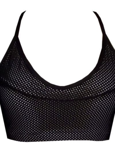 Fitness Mania - Rhapso Designs V Neck Power Mesh Womens Crop Top - Black