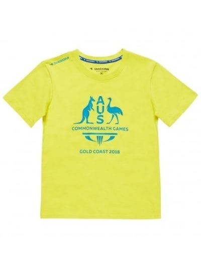 Fitness Mania - Diadora Commonwealth Games Logo Kids Training T-Shirt - Yellow