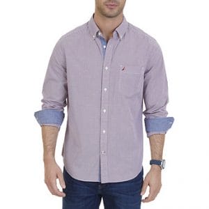 Fitness Mania - Button down collar long sleeve micro plaid shirt