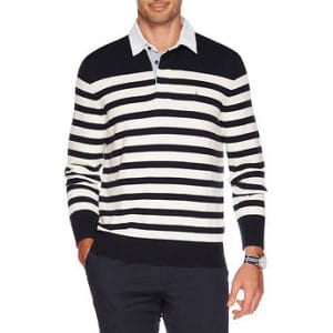 Fitness Mania - LONG SLEEVE STRIPE RUGBY POLO SWEATER