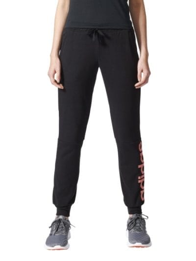 Fitness Mania - Adidas Essentials Linear Logo Womens Sweatpants - Black/Tactile Rose