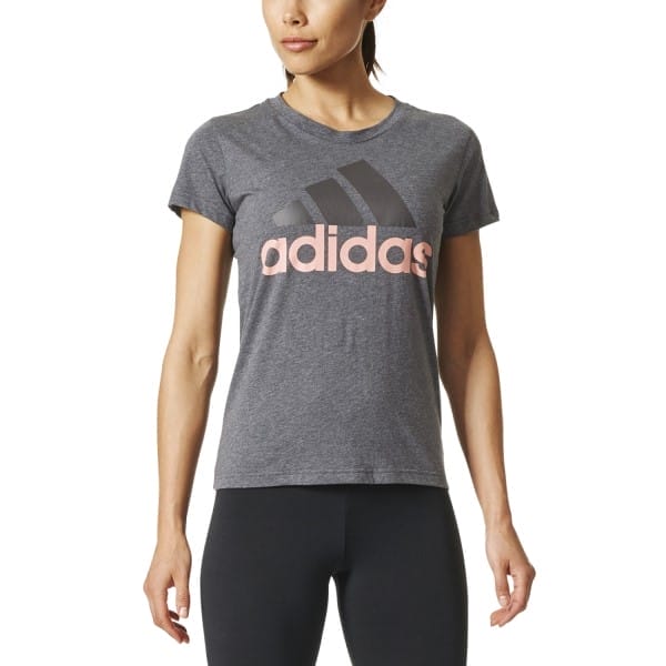 Fitness Mania - Adidas Essentials Linear Womens Casual T-Shirt - Dark Grey Heather