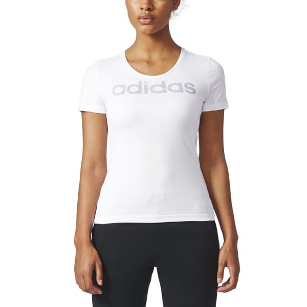 Fitness Mania - Adidas Essentials Special Linear Womens Casual T-Shirt - White