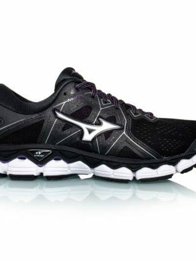 Fitness Mania - Mizuno Wave Sky 2 (B/D) - Womens Running Shoes - Black/Silver/Bright Violet