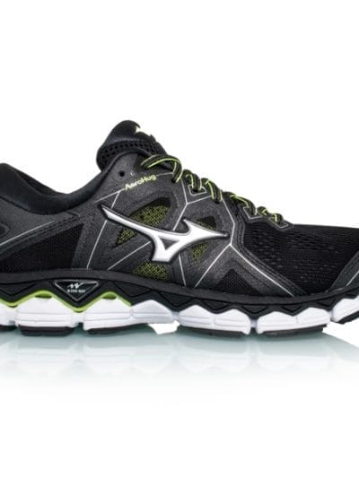 Fitness Mania - Mizuno Wave Sky 2 (D/2E) - Mens Running Shoes - Black/Silver/Safety Yellow