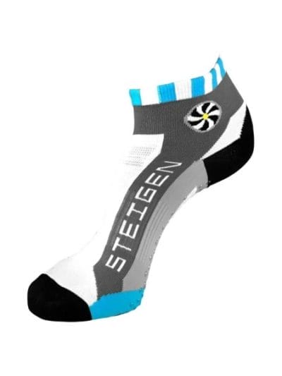 Fitness Mania - Steigen Quarter Length Pilates Socks - Blue/White/Grey