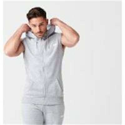 Fitness Mania - Tru-Fit Sleeveless Hoodie - L - Grey Marl