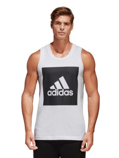 Fitness Mania - Adidas Essential Mens Casual Tank Top - White/Black