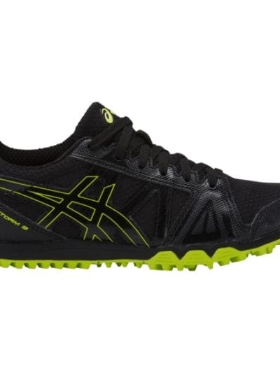 Fitness Mania - Asics Gel Firestorm 3 - Kids Boys Waffle Racing Shoes - Black/Neon Lime