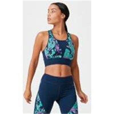 Fitness Mania - Tropical Crop Top - S - Tropical/Navy