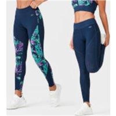 Fitness Mania - Tropical Reversible Leggings - M - Tropical/Navy