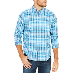 Fitness Mania - Button collar Long Sleeve PLAID SHIRT