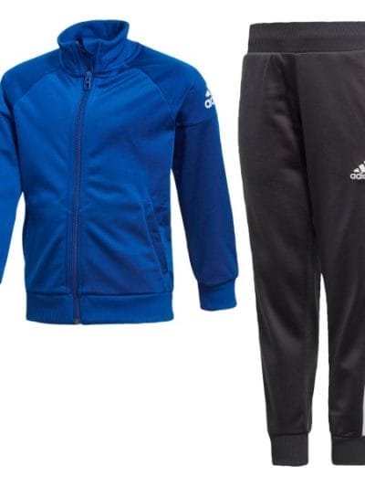 Fitness Mania - Adidas Little Boys Knitted Kids Training Tracksuit - Collegiate Royal/White/Black