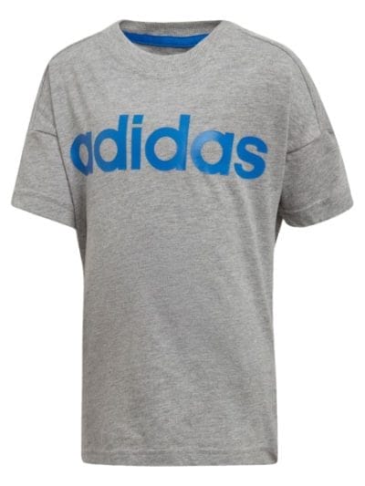 Fitness Mania - Adidas Little Kids Linear Training T-Shirt - Medium Grey Heather/Blue