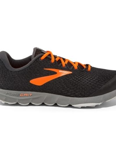 Fitness Mania - Brooks Pure Grit 7 - Mens Trail Running Shoes - Black/Orange/Grey