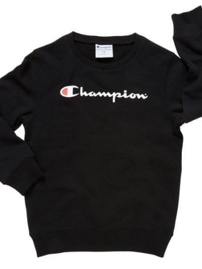 Fitness Mania - Champion Script Crew Kids Boys Casual Sweatshirt - Black