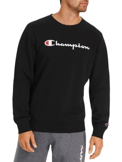 Fitness Mania - Champion Script Crew Mens Casual Sweatshirt - Black