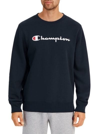 Fitness Mania - Champion Script Crew Mens Casual Sweatshirt - Navy
