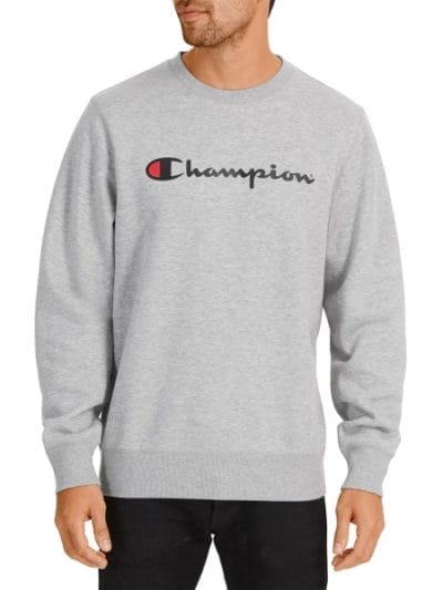 Fitness Mania - Champion Script Crew Mens Casual Sweatshirt - Oxford Heather