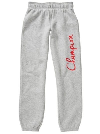 Fitness Mania - Champion Script Kids Girls Casual Pants - Oxford Heather/Red