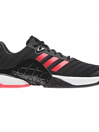 Fitness Mania - Adidas Barricade 2018 - Mens Tennis Shoes - Core Black/Flare Red