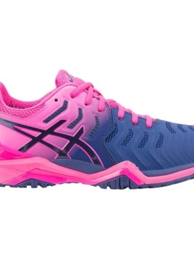 Fitness Mania - Asics Gel Resolution 7 - Womens Tennis Shoes - Blue Print/Pink Glow