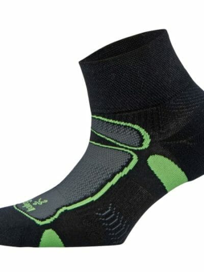 Fitness Mania - Balega Ultra Light Quarter Unisex Running Socks - Black/Neon Lime