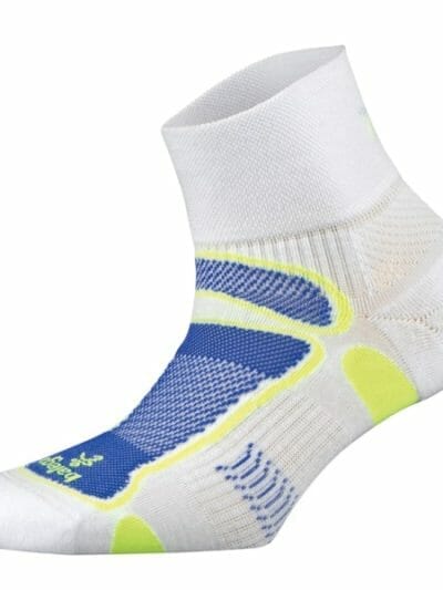 Fitness Mania - Balega Ultra Light Quarter Unisex Running Socks - White/Neon Yellow/Royal Blue